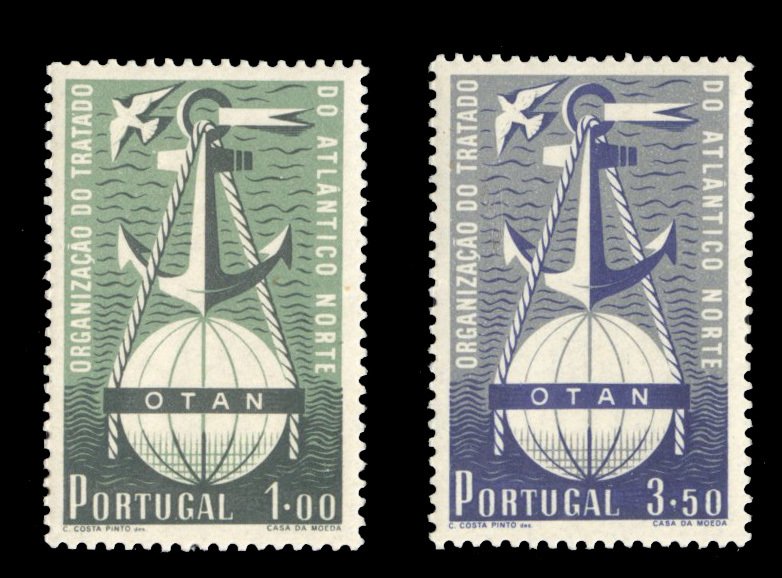 Portugal #747-748 Cat$140 (for hinged), 1952 Nato, set of two, lightly hinged