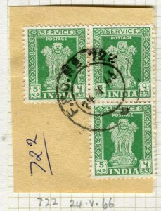 INDIA; Early GVI issue + POSTMARK on fine used value, Field PO 722