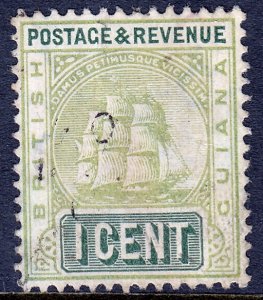 British Guiana - Scott #160a (?) - Used - Light green and blue green - SCV $3.25