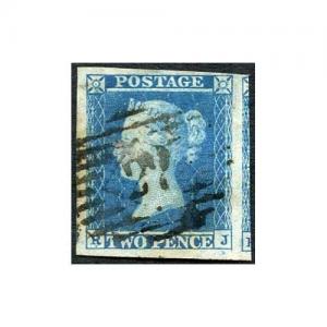 1841 2d Blue (RJ) plate 4 Fine four margins