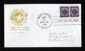 # 940 First Day Cover addressed with Farnum cachet - 5-9-1946 - # 1
