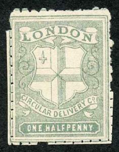 Circular Delivery SGCD32 London 1/2d greenish grey mint