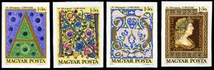 Hungary #B272-282 Cat$20, 1970 Stamp Day (Paintings), imperf. set of four, ne...