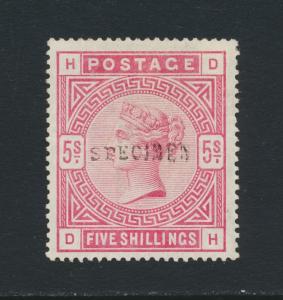 GB 1883-4, SG#180s 5sh ROSE SPECIMEN TYPE 9, VF MLH (SEE BELOW)