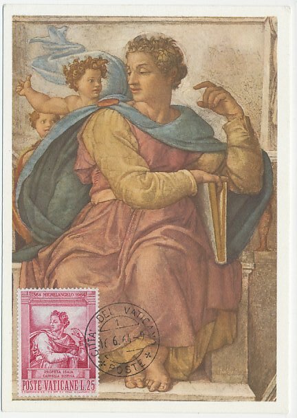 Maximum card Vatican 1964 Prophet Isaiha -Michelangelo