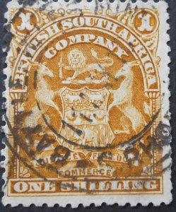 Rhodesia 1898 1/- with Battlefields Mine (TC) postmark