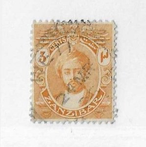 Zanzibar Sc #158  3c yellow used with Weti squared circle  VF