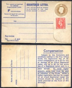 RP66 KGVI 5 1/2d Brown Registered Envelope Size F Mint