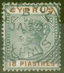 Cyprus 1894 18pi Greyish Slate & Brown SG48 Fine Used