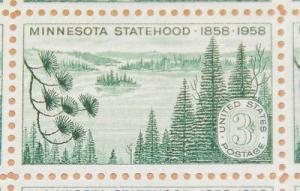 1958 sheet, Minnesota Statehood, Sc# 1106