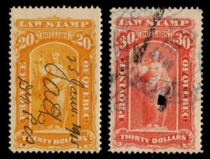 Canada used revenue stamps van Dam #QL54-QL55