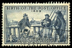 AUSTRALIA Sc 332 USED - 1959 4p -  Birth of Post Office - Postmaster I. Nichols