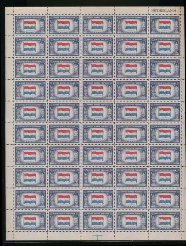 UNITED STATES (US) 913 5c NETHERLANDS MINT NH SHEET OF 50 