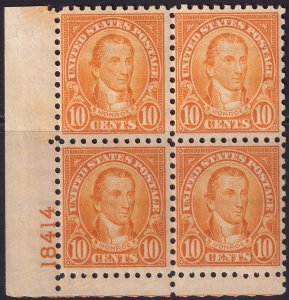 #591 Mint NH, F-VF, Plate number block of 4 (CV $750) (CV $85 - ID42514) - Jo...