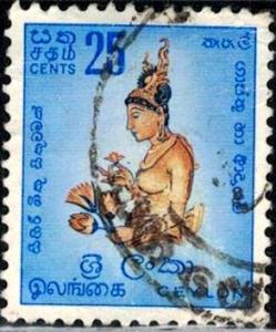 Sigiriya Fresco, Ceylon stamp SC#350 used
