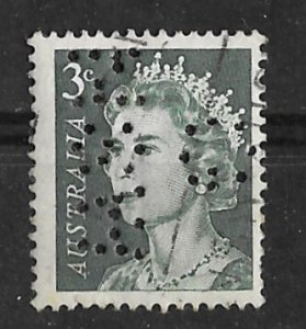 Australia # 396  QE II 3c  - Official G NSW Perf-in (1) VF Used