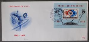 Rwands #113 FDC  S/S  U.I.T.  Satelite Communications  8 3/4x4