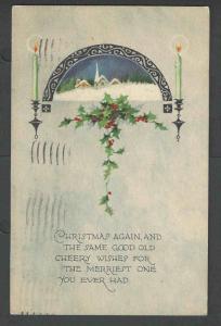 1924 PPC* Xmas Seal #WX32 On Back Of Xmas Card Untied 