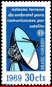 1114 BRAZIL 1969 EARTHLY STATION OF EMBRATEL, RADAR ANTENNA, MI# 1203 C-627 MNH