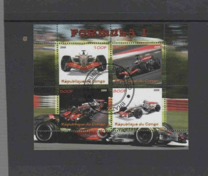 CONGO PEOPLES 2009 RACING CARS MINT VF NH O.G CTO S/S (2C)