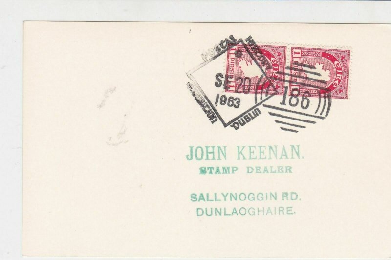 ireland dublin 1963 postal history special cancel stamps card ref 20344