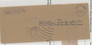 Ryukyu Islands  Stampless Cover mailed from Okinawa to Texas & forwarded to California; comes with Ebay sales sheet 2004 that so