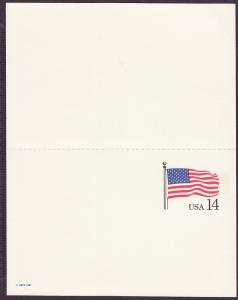 UY38 Flag unfolded postal reply cards