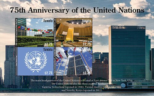 2020/12- TUVALU - UN 75TH     4V  complet set    MNH ** T