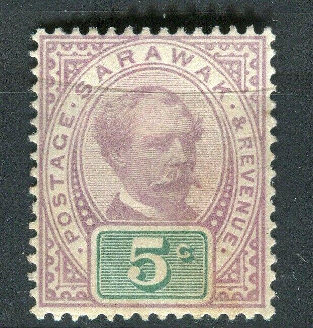 SARAWAK; 1888 early C. Brooke issue fine Mint hinged 5c. value