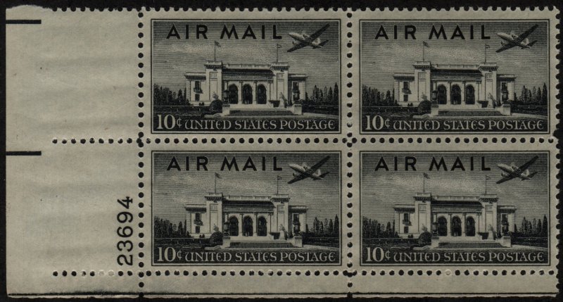 SC#C34 10¢ Pan-American Building Plate Block: LL #23694 (1947) MNH