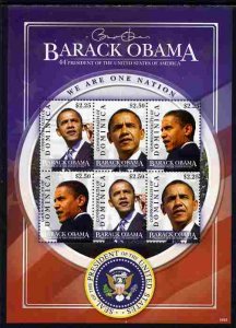 DOMINICA - 2009 - Obama Inauguration  - Perf 6v Sheet - Mint Never Hinged