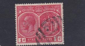 ST KITTS  1920 - 22    S G 25  1D SCARLET  USED  NO2 