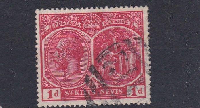 ST KITTS  1920 - 22    S G 25  1D SCARLET  USED  NO3 