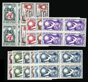 French Colonies, Omnibus Issues,  Cat€206, 1958 Human Rights, set of 11 blo...