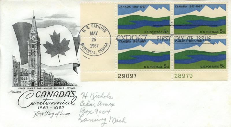 1967 Canada Centennial (Scott 1324) Artmaster Pl Blk FDC