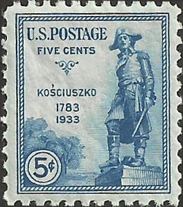 # 734 Mint Never Hinged Blue Kosciuszko
