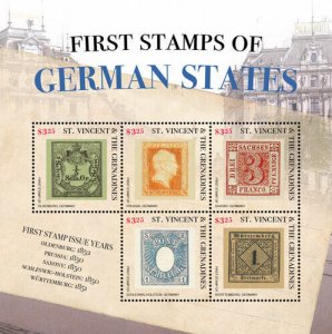 St. Vincent 2016 - First Stamps German States, Years 1850-52 - Sheet of 5 - MNH