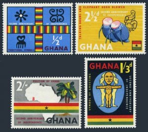 Ghana 42-45, MNH. Mi 42-45. Independence, 2nd Ann. 1959. Kente cloth, Drums,Map,