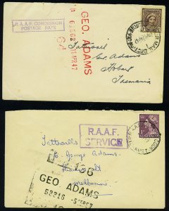 AUSTRALIA 1947 RAAF  CONCESSION POSTAGE RATE MARKING