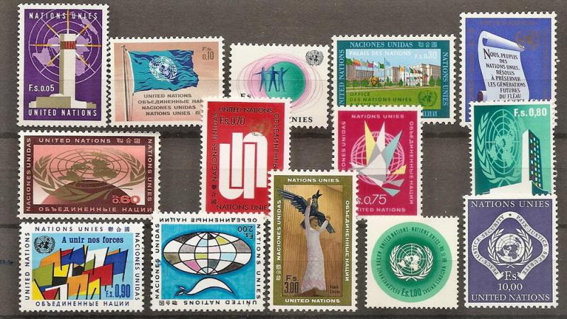 UN-Geneva    1-14 MNH 1969-70 Pictorial Definitives