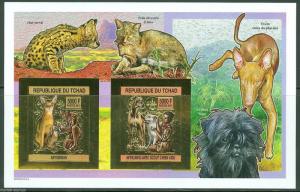 CHAD 2013  BOY SCOUTS  &  DOGS CATS COLLECTIVE SHEET IMPRF GOLD FOIL MINT NH