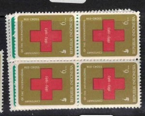 Indonesia SC 600-3 Red Cross Block of 4 MOG (1gls)