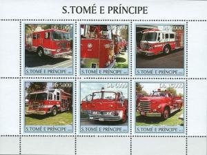 Sao Tome & Principe 2003 FIRE ENGINES Sheet Perforated Mint (NH)