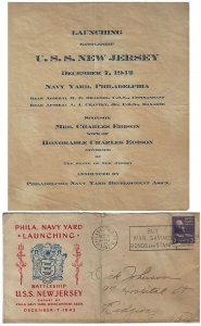 1942 - Battleship New Jersey Launch Invitation - Ephemera 1214