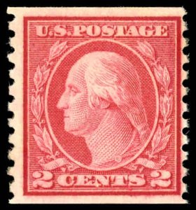 US Sc 492 F/Mint NO GUM - 1916 2¢ car (Type III) Washington Coil