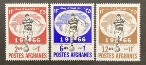 Afghanistan 1966 #727-9, World Cup, MNH.