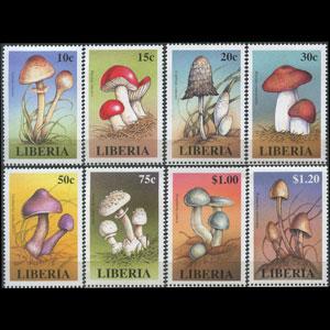 LIBERIA 1998 - Scott# 1322-9 Mushrooms Set of 8 NH