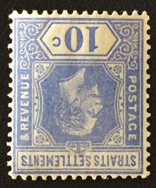 Malaya Straits Settlements KGV 1921 10c MLH INVERTED WMK MSCA SG#230w M3088