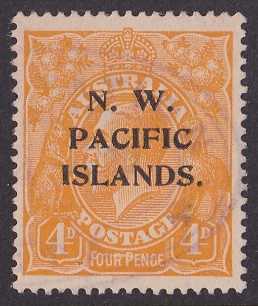 NWPI New Guinea 1918 KGV 4d VARIETY LINE THROUGH FOUR PENCE