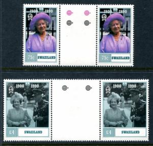 Swaziland 565-566, MNH, Queen Mother 90th Geburtstag, Gosse-Paare 1981. x10159